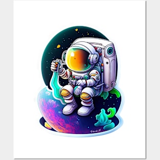 Colorful Astronaut Sticker #7 Posters and Art